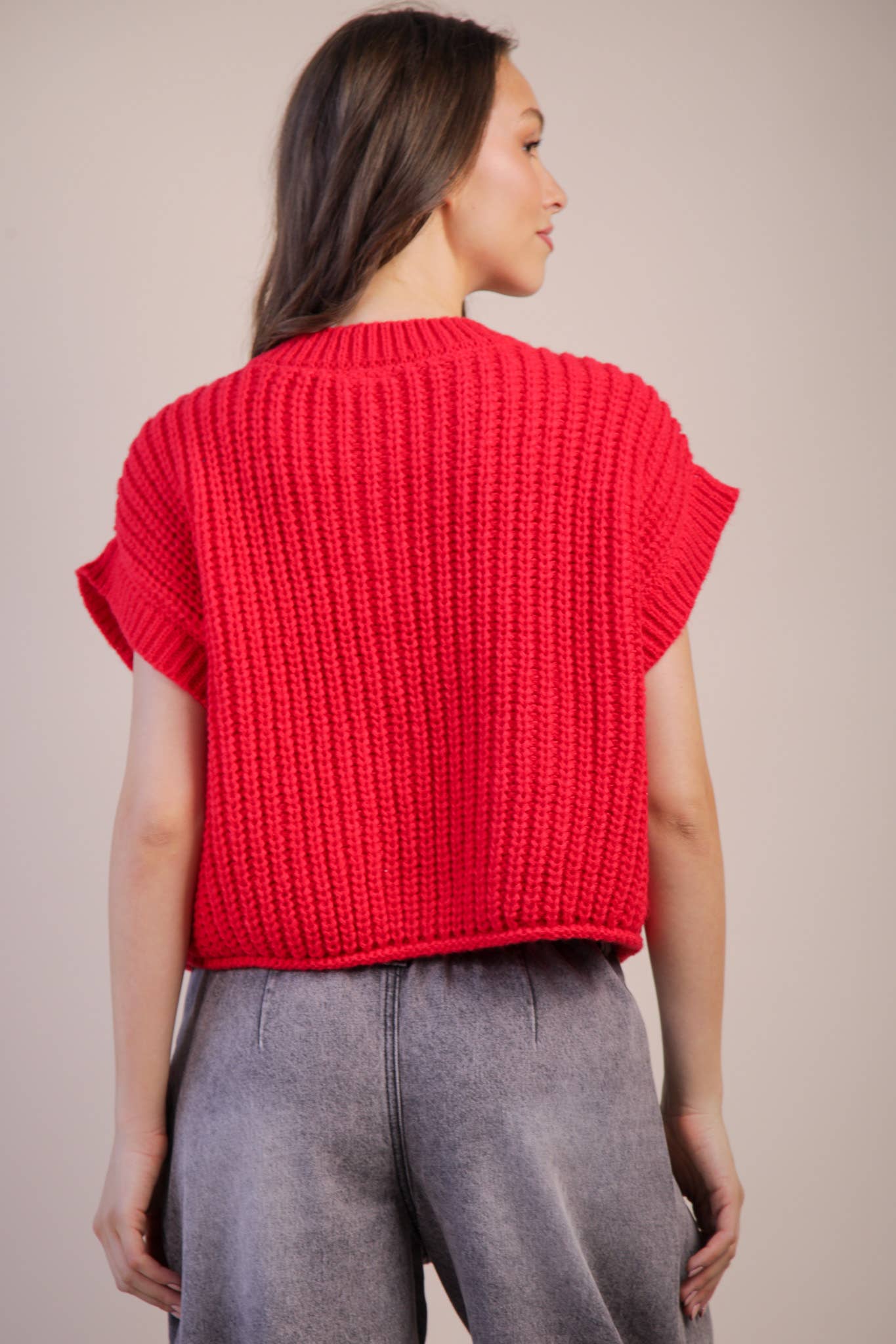 Oversized Button Down Knit Sweater Top