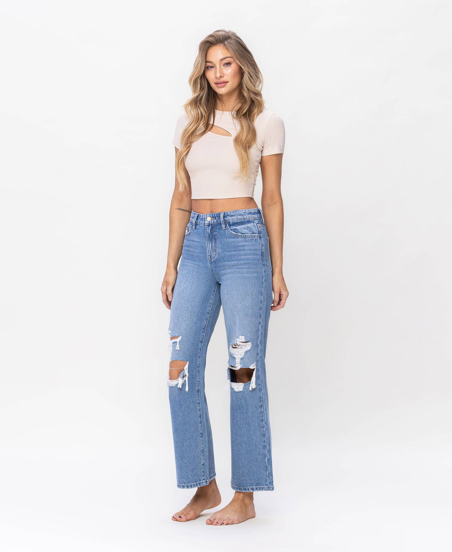 Toll-Free Distressed Wide Leg Jeans