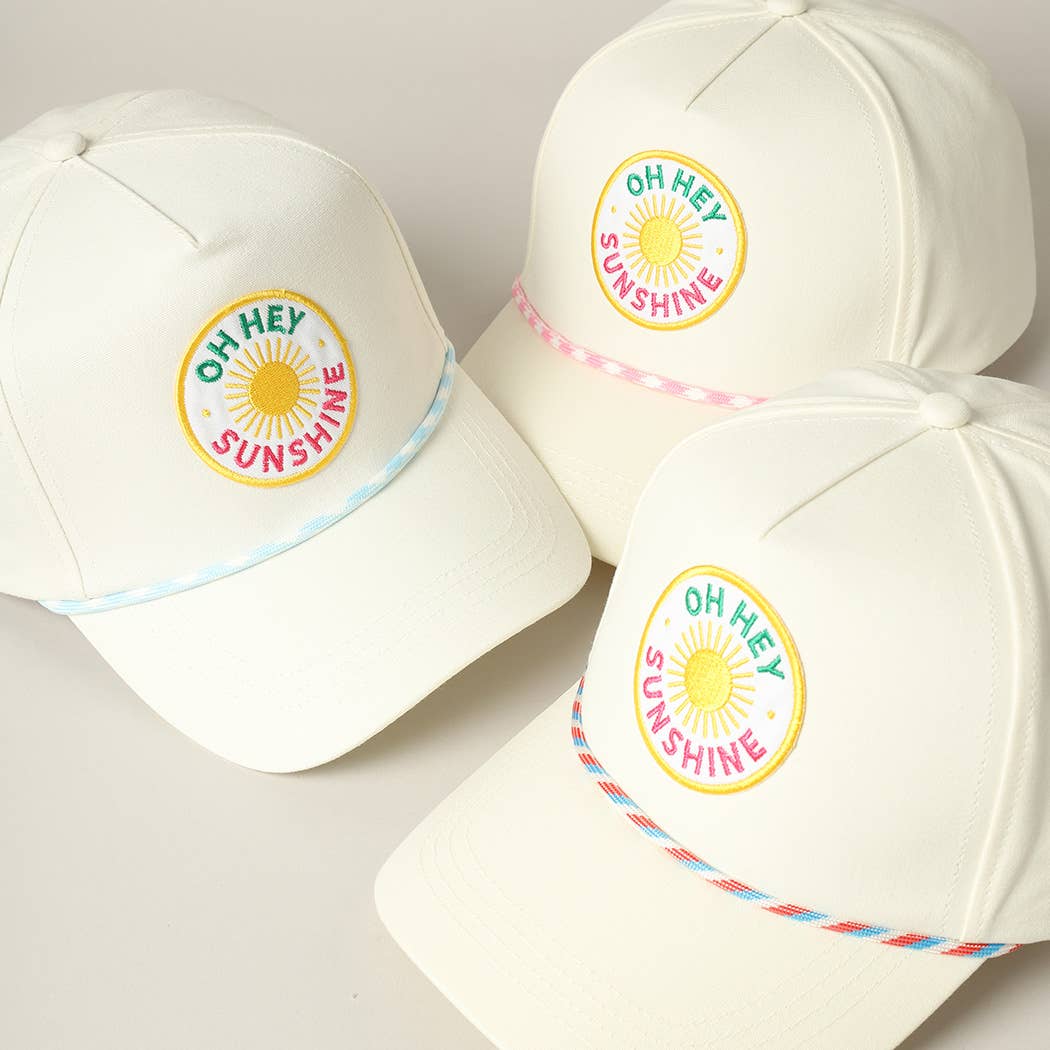 Oh Hey Sunshine Embroidery Patch Trucker Hat: LT BLUE