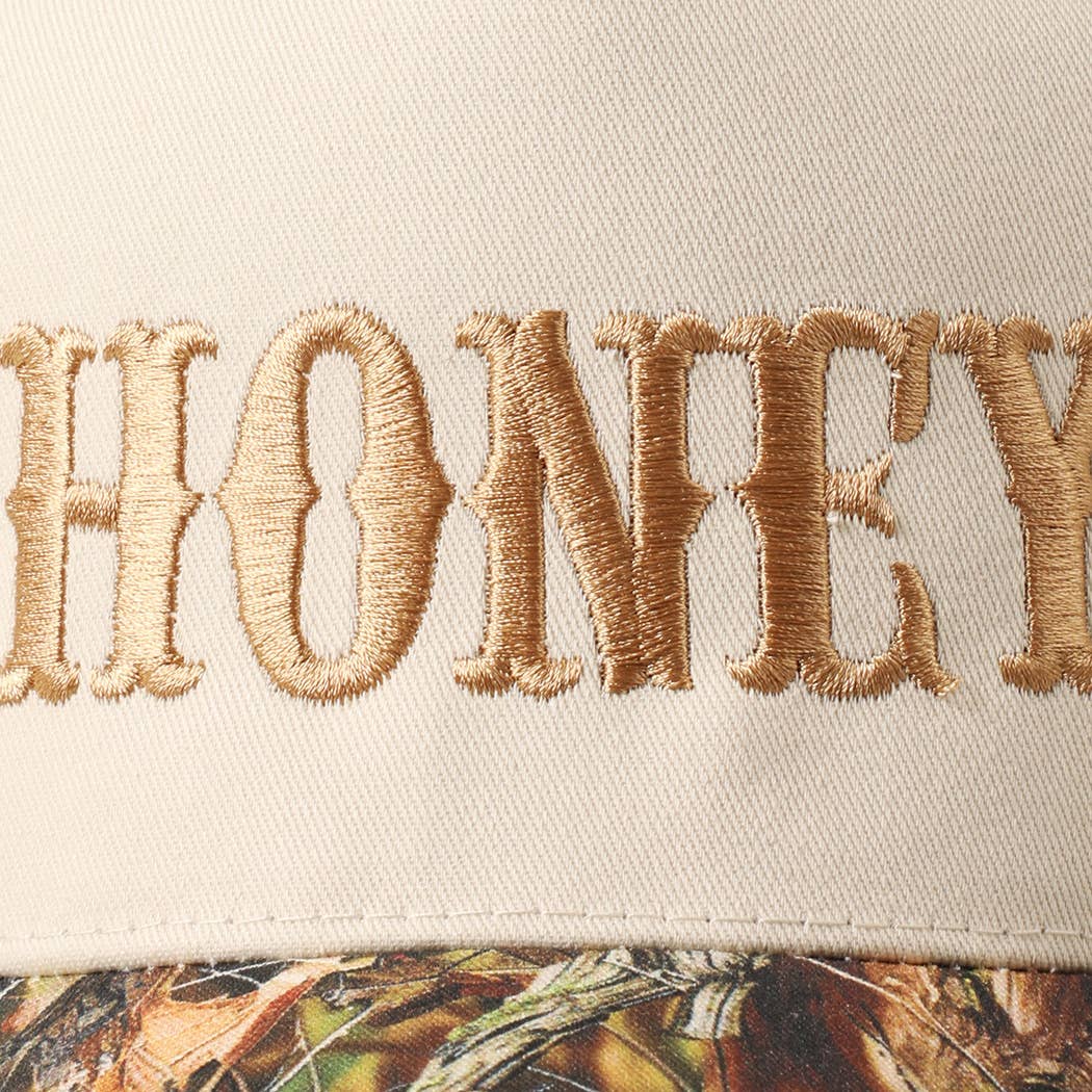 HONEY Lettering Embroidery Camo Hat - Black