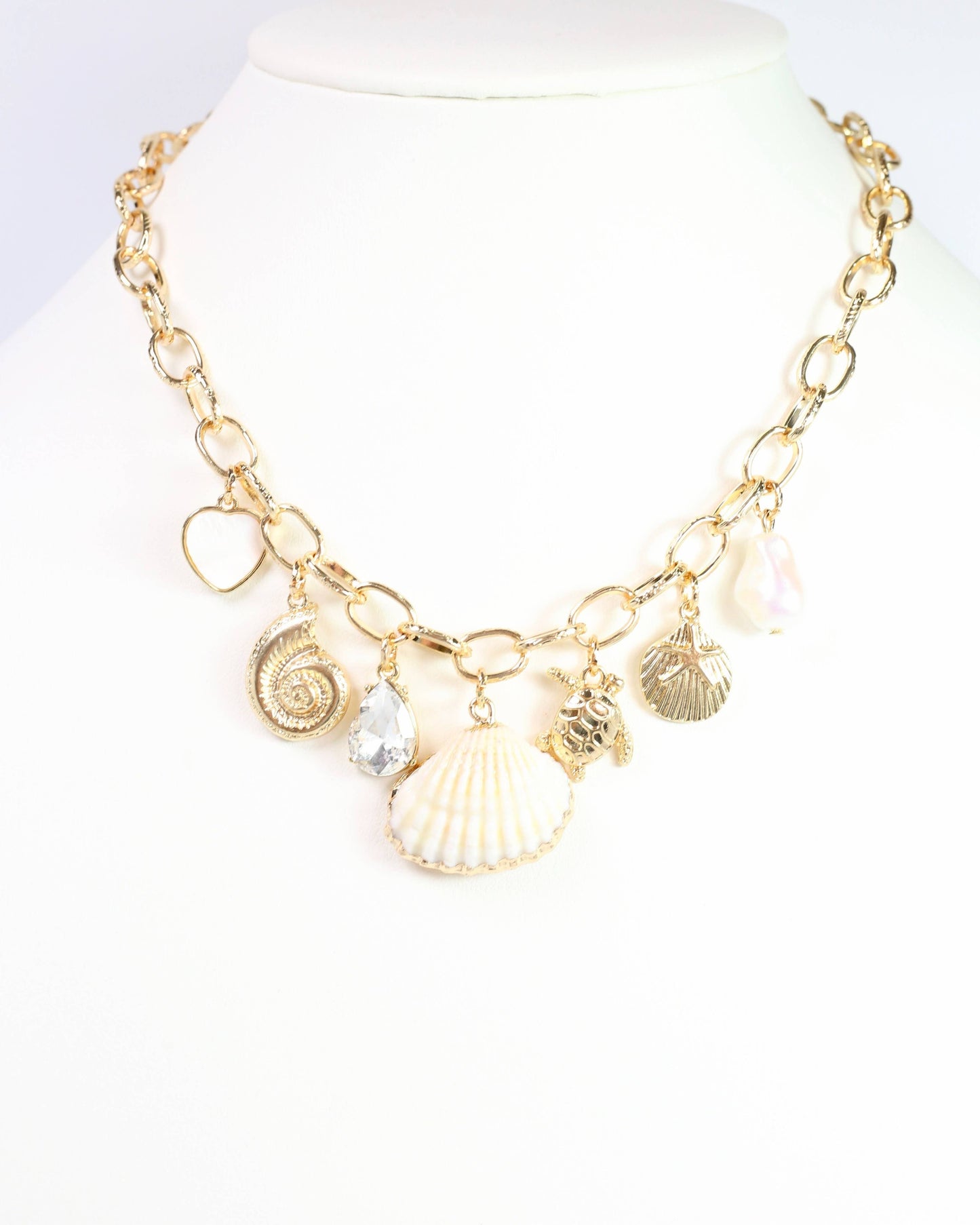 Cape Code Shell Charm Necklace Gold