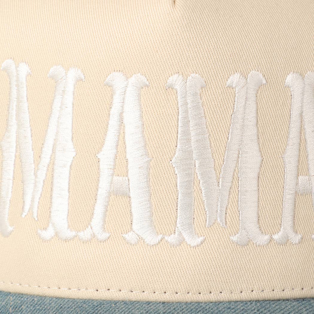 MAMA Typographic Design Embroidery Baseball Hat - Beige