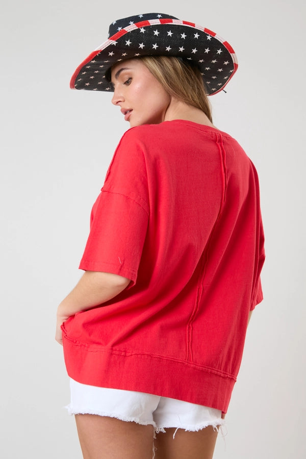 Star Sequin Embroidery Tee