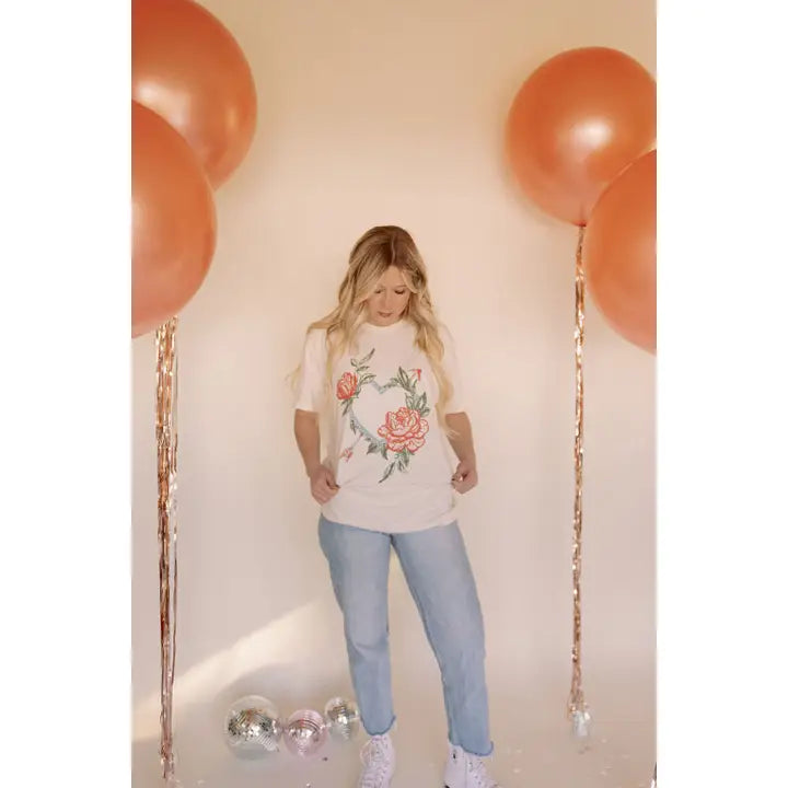 Scalloped Rose Heart Tee