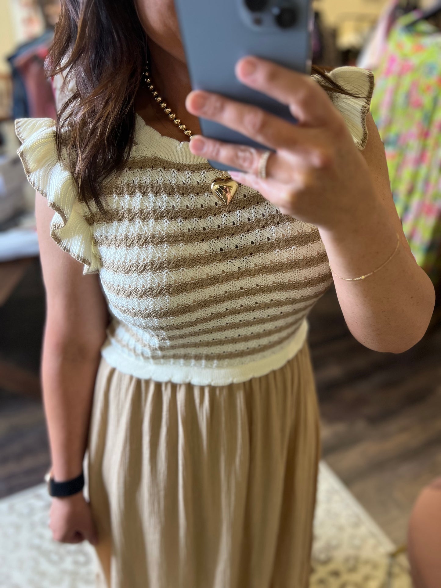 Stripe Sweater Top Midi Dress