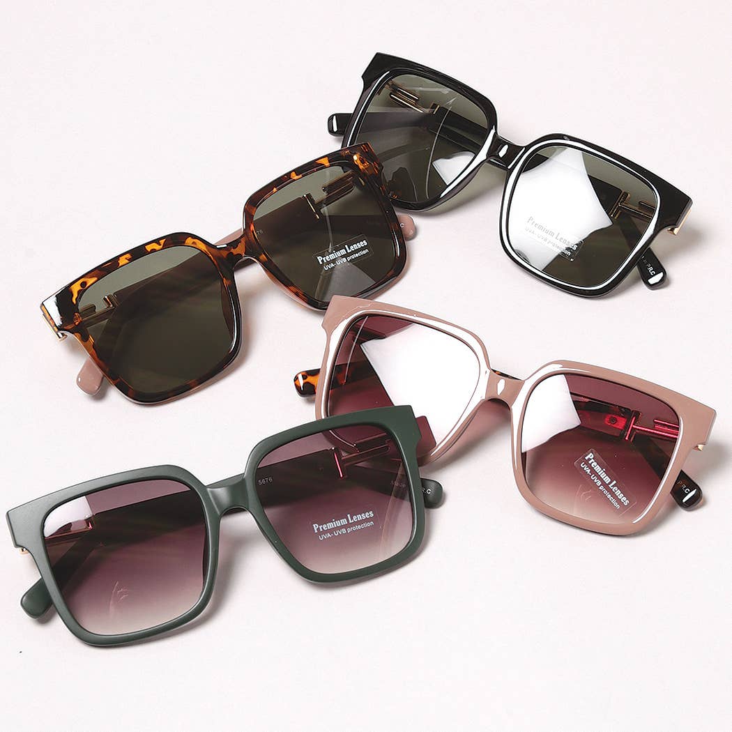Casual Rectangular Bold Frame Sunglasses: 12 ASSORTED / ONE SIZE