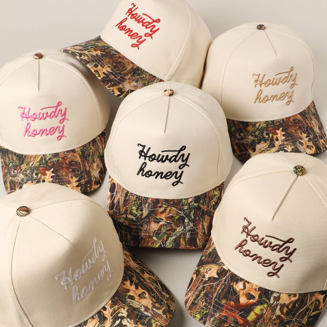 Howdy Honey Embroidery Camo Beige Hat