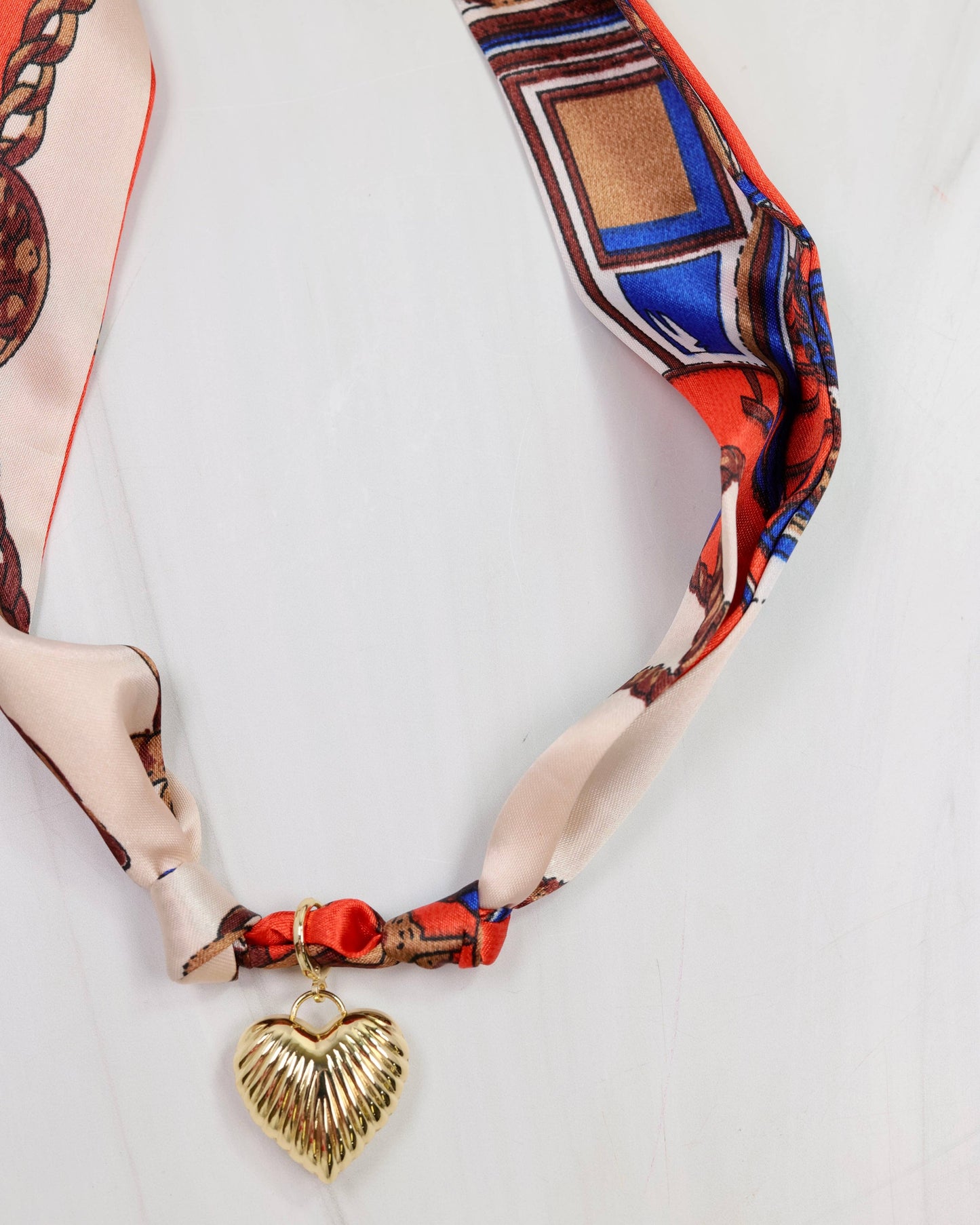 Lillie Scarf Charm Necklace ORANGE BLUE