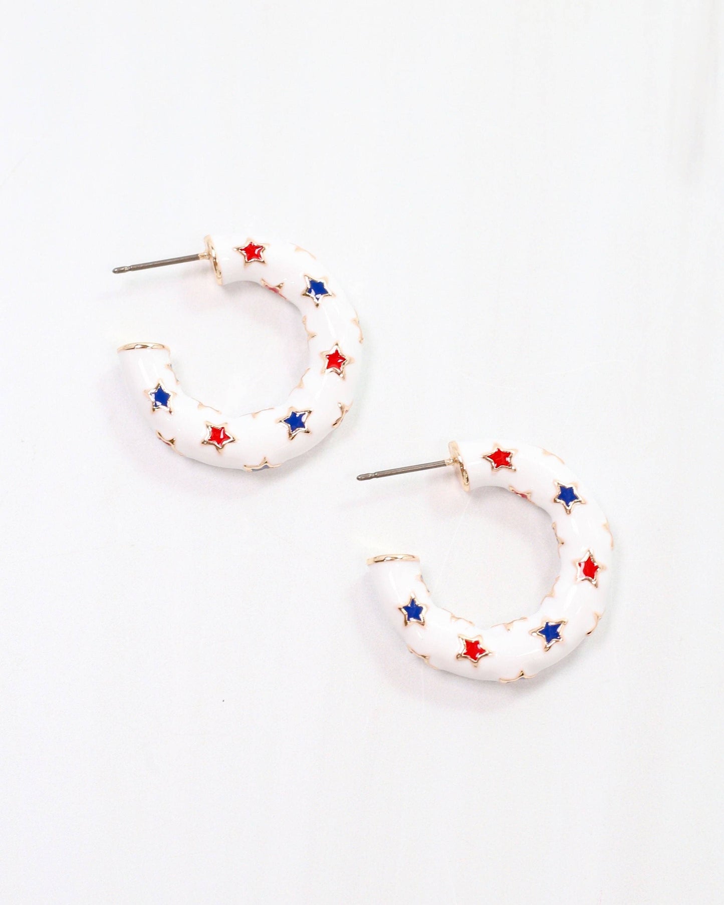 Burr Star Hoop Earring White: Default