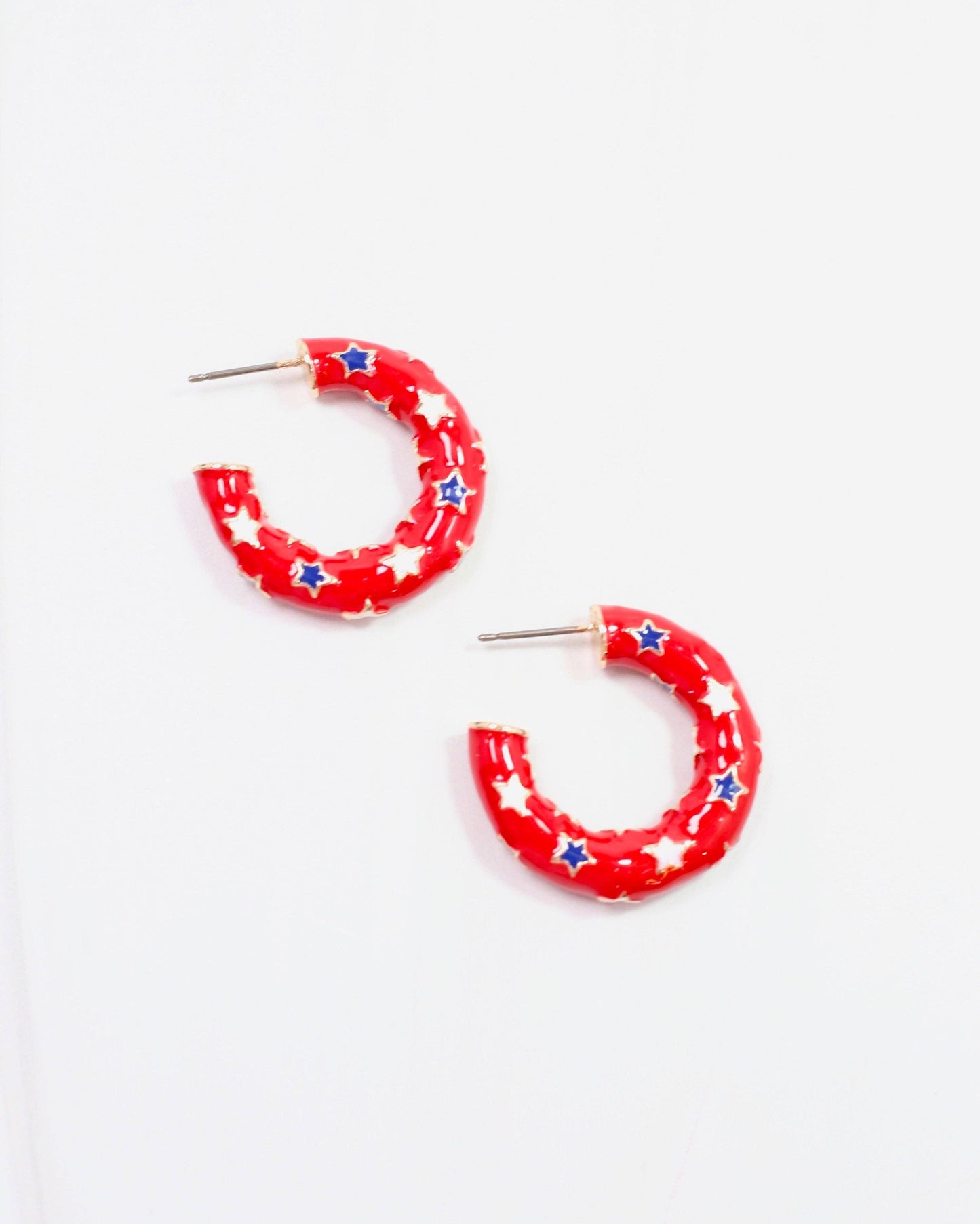 Burr Star Hoop Earring Red