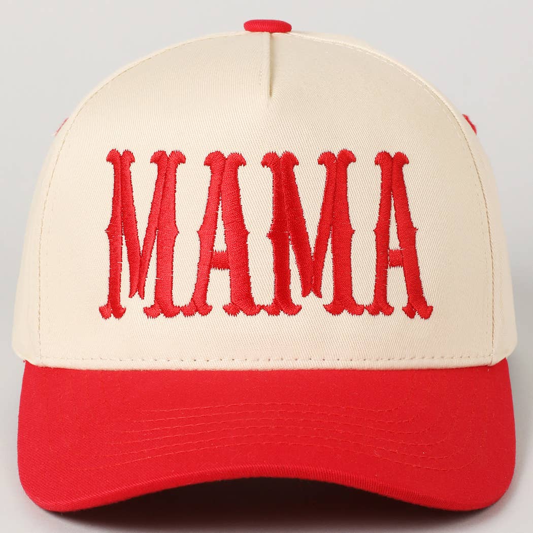 MAMA Typographic Design Embroidery Baseball Hat - Beige