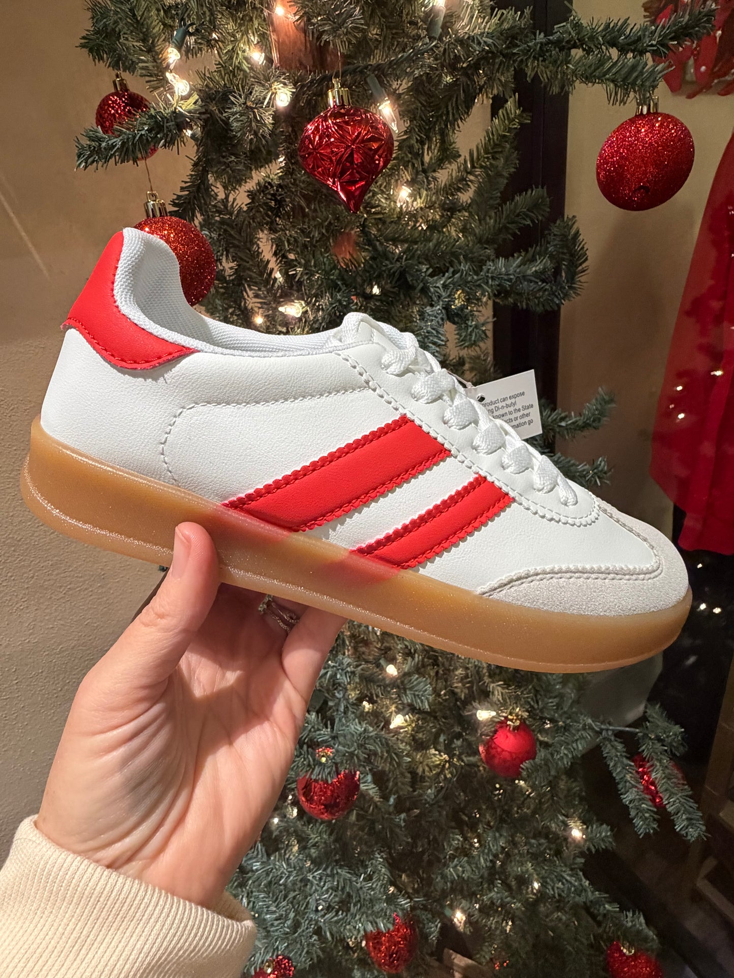 DEER-09 COLORFUL SUEDE SNEAKERS: WHITE RED
