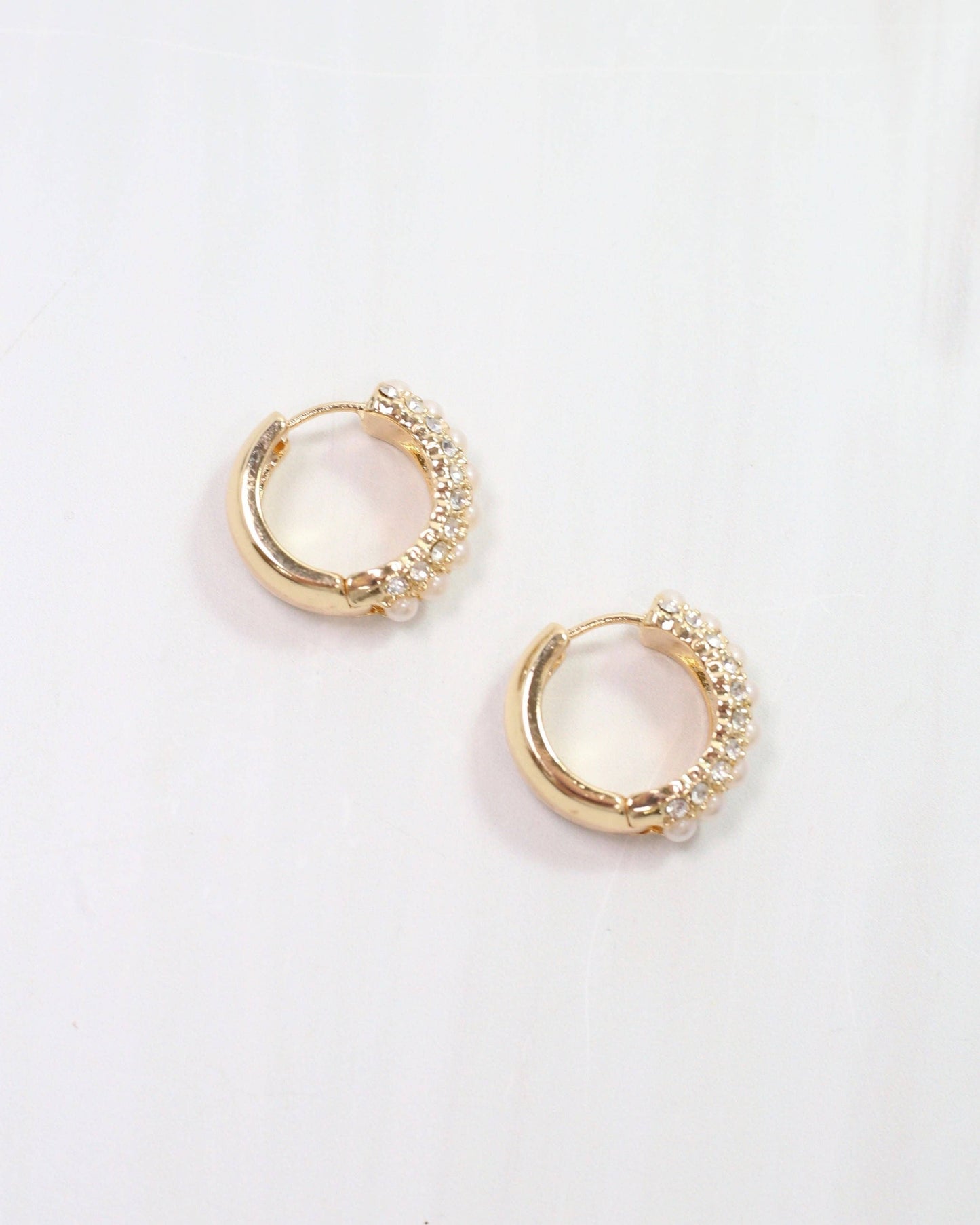 Ritz Pearl and Pave Hoop Gold