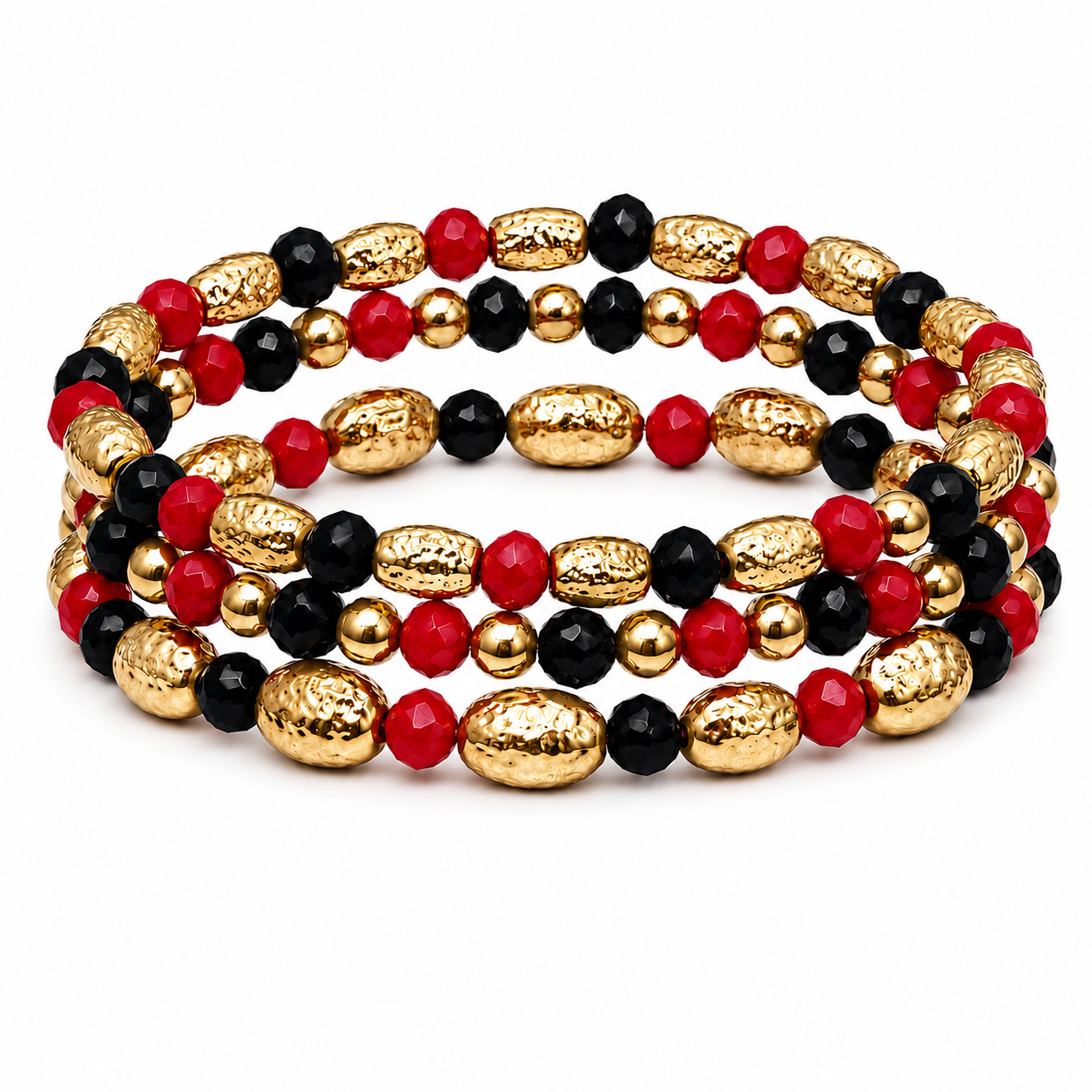 Game day Scarlet Luxe Stack Bracelet: RED/BLACK
