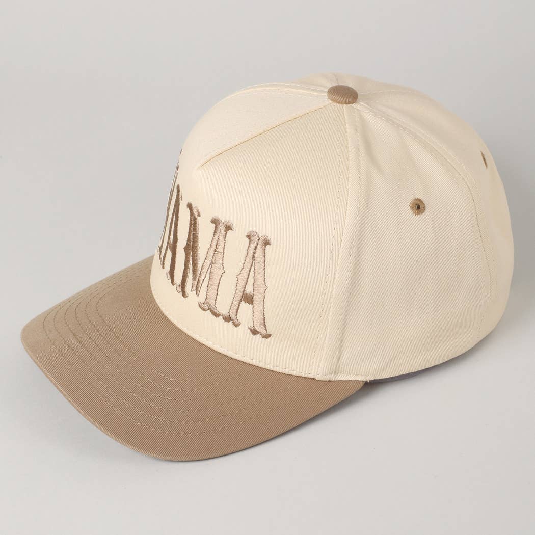 MAMA Typographic Design Embroidery Baseball Hat - Beige