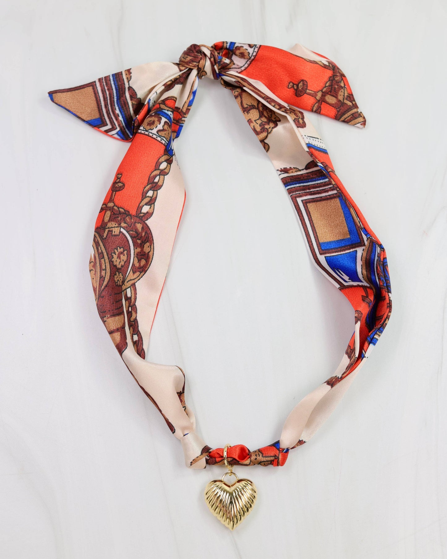 Lillie Scarf Charm Necklace ORANGE BLUE