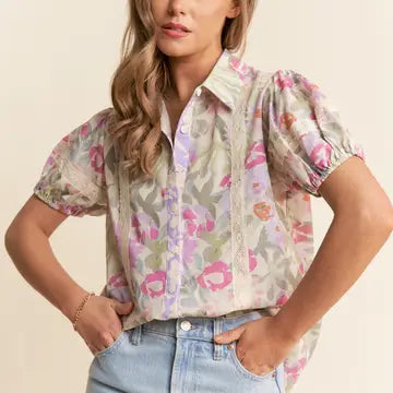 Floral Puff Sleeve Blouse