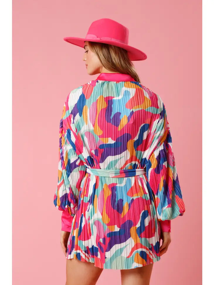Brushstroke Print Mini Dress