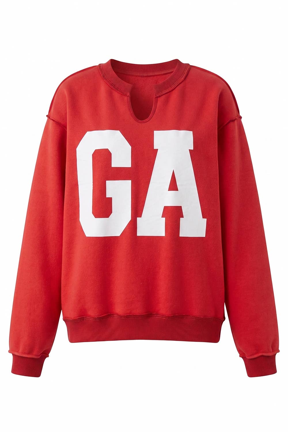 Georgia GFX Split-Neck Terry Sweatshirt: Red/White