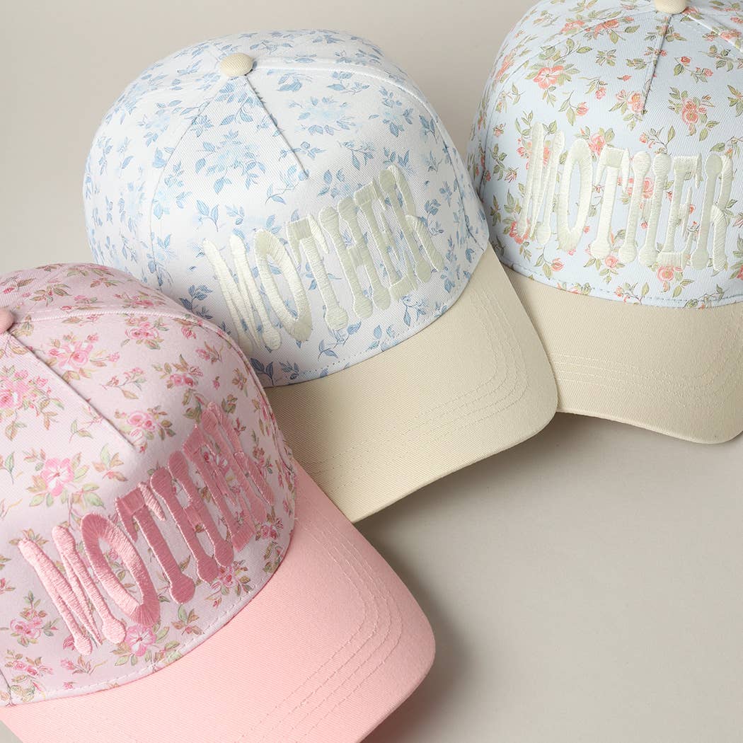 MOTHER Embroidered Flower PatternTrucker Hat: WHITE/BEIGE / ONE SIZE