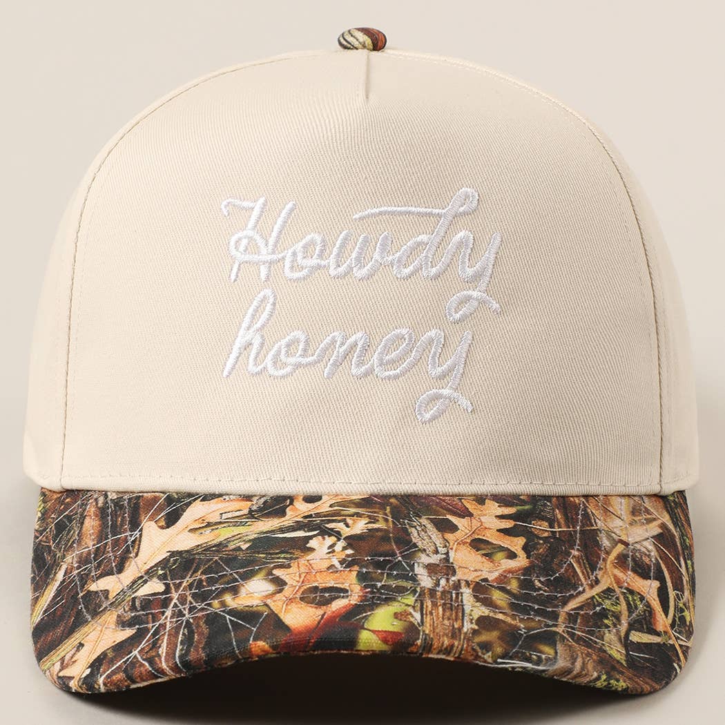 Howdy Honey Embroidery Camo Beige Hat