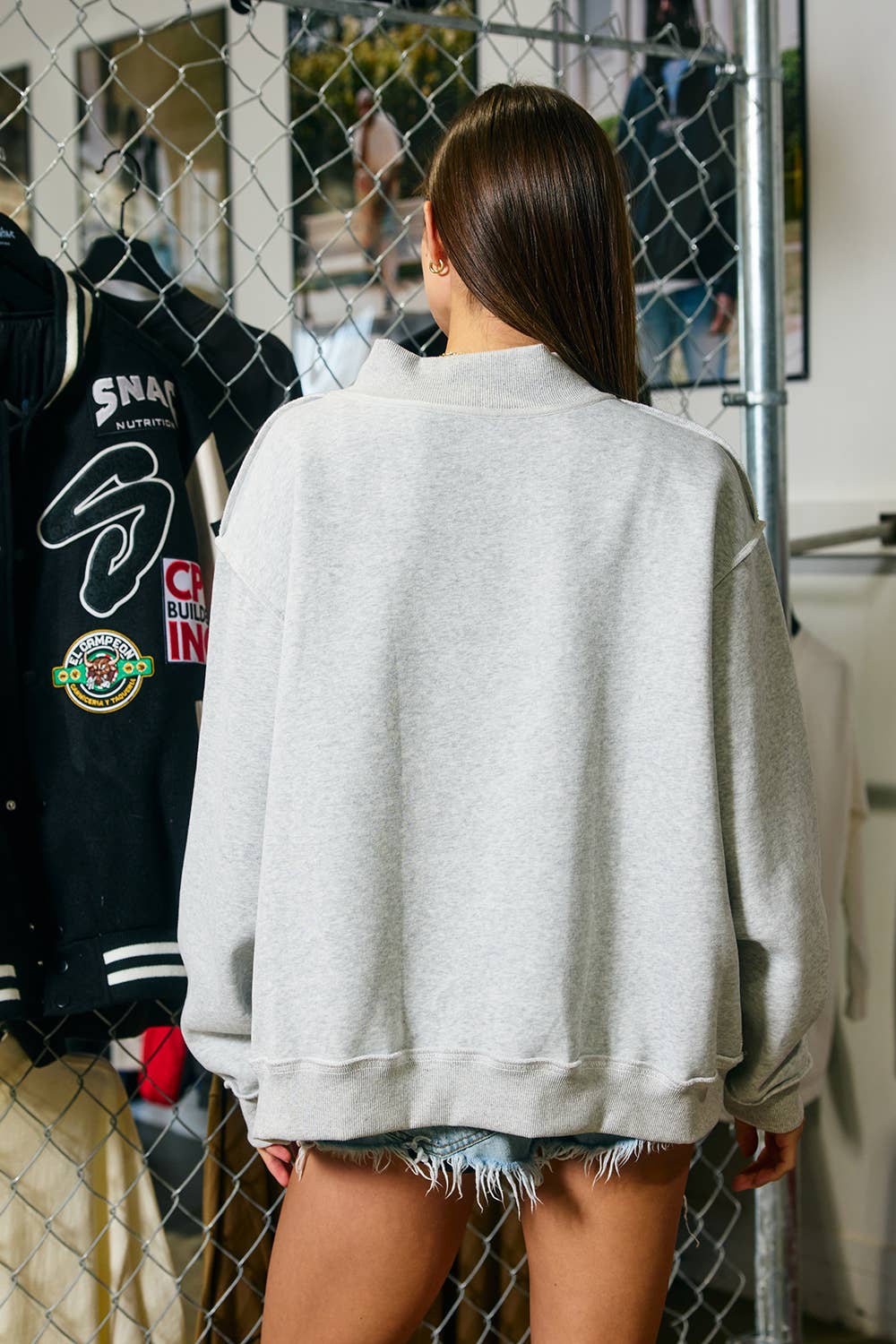GEORGIA Embroidered Mock-neck Sweatshirts: RED/WHITE