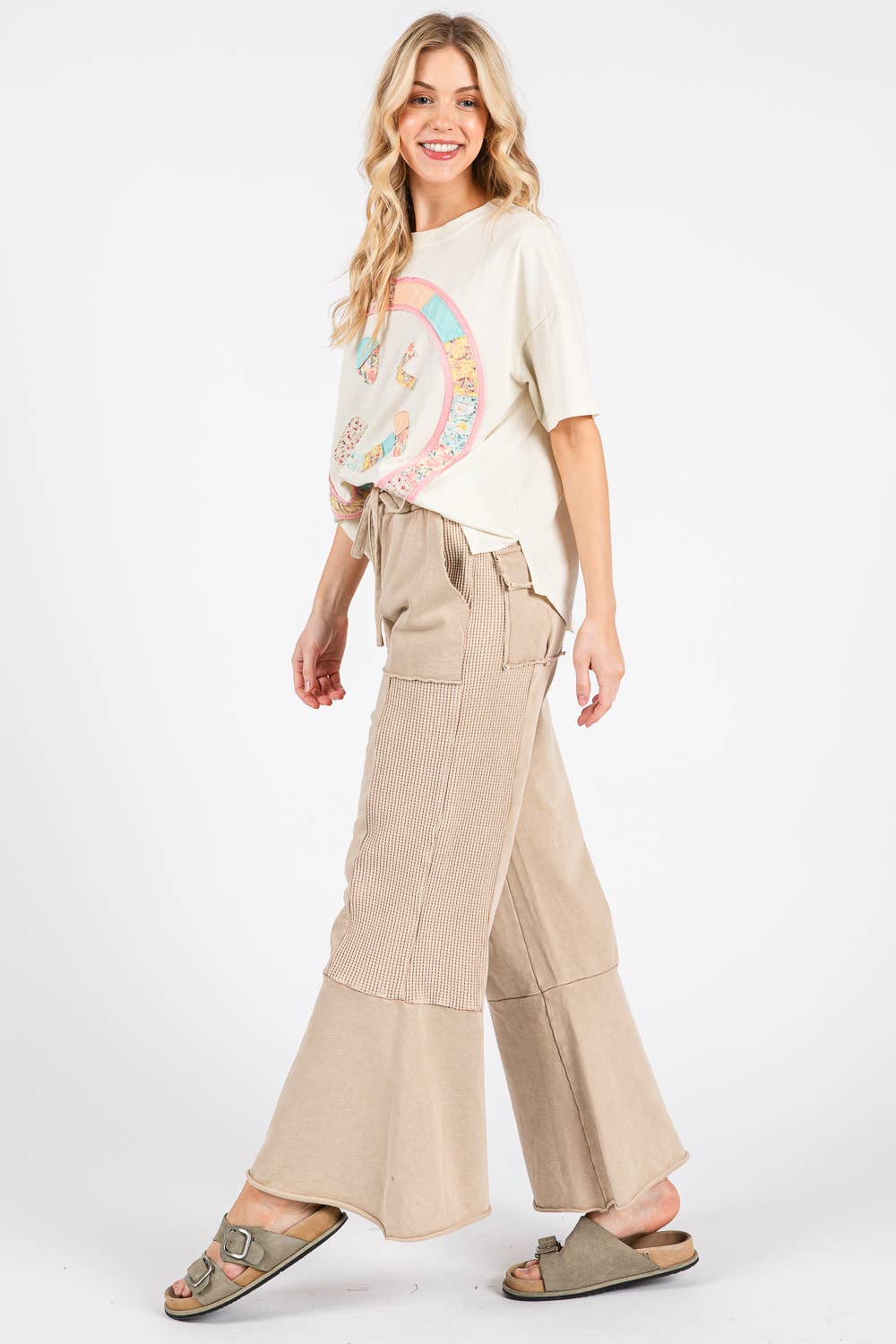VINTAGE WASHED FLARED PANEL PANTS