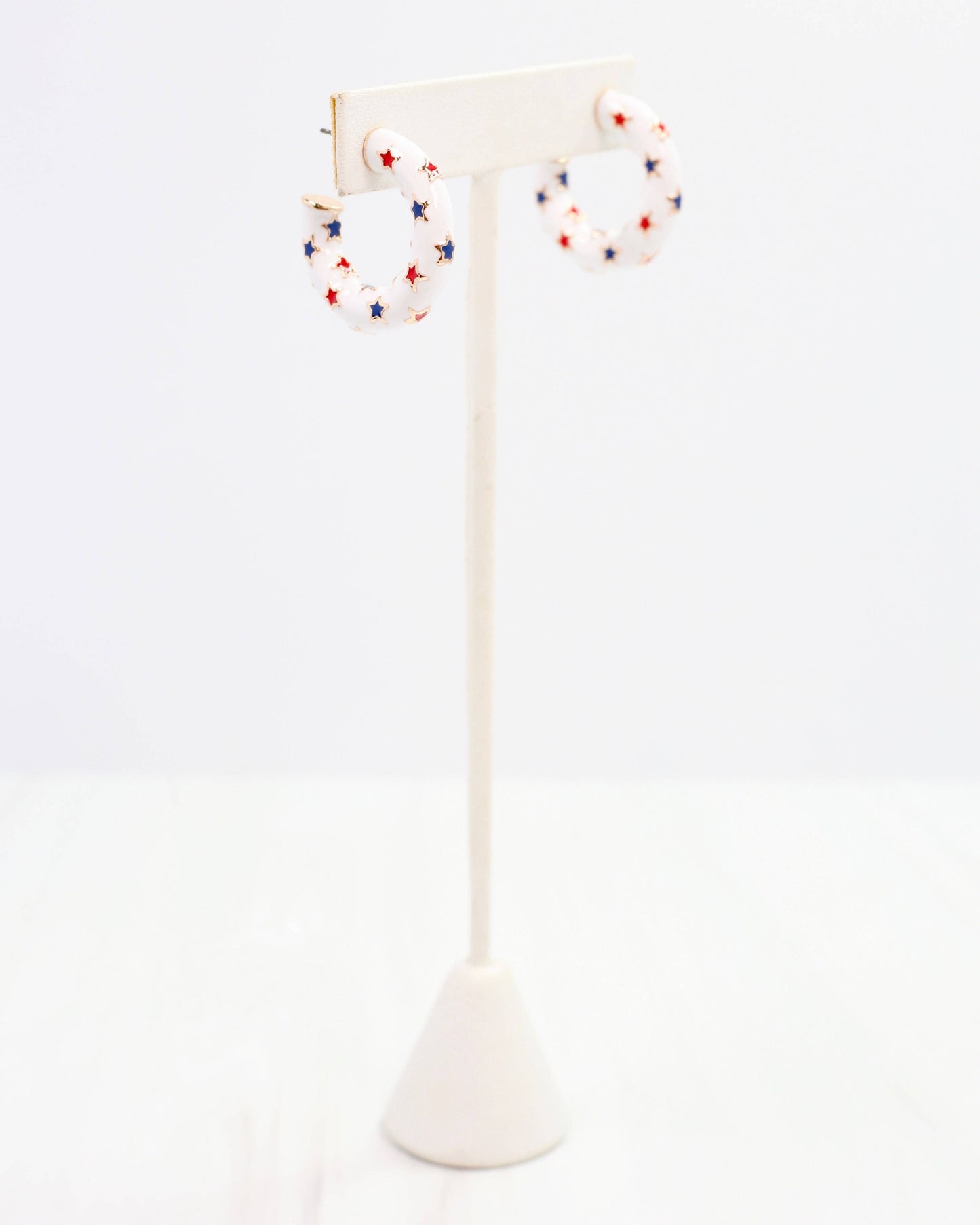 Burr Star Hoop Earring White: Default
