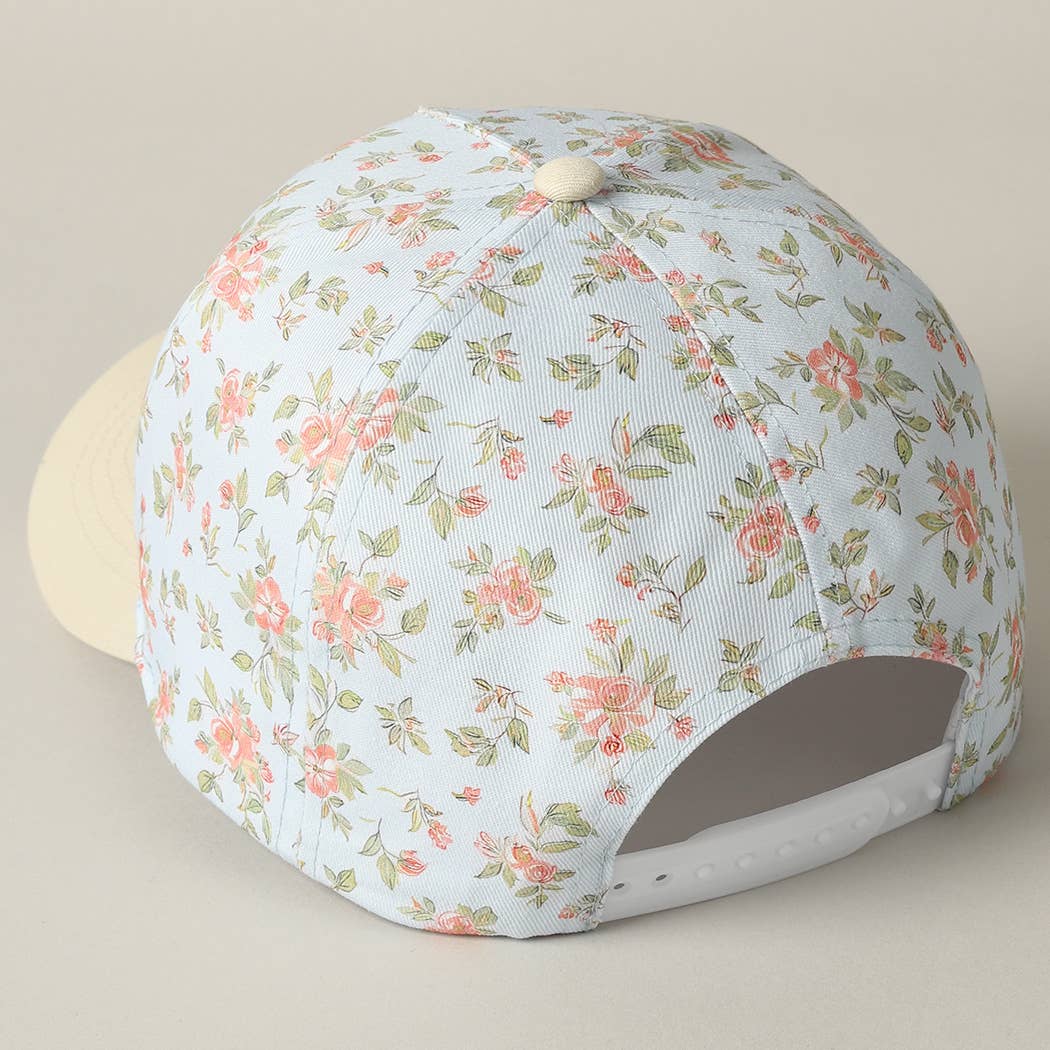 MOTHER Embroidered Flower PatternTrucker Hat: WHITE/BEIGE / ONE SIZE