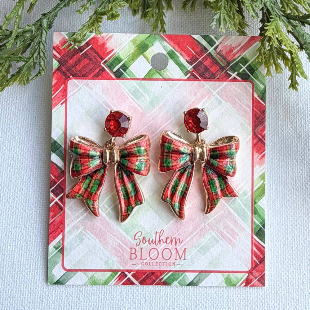 Plaid Perfection Bow Earrings