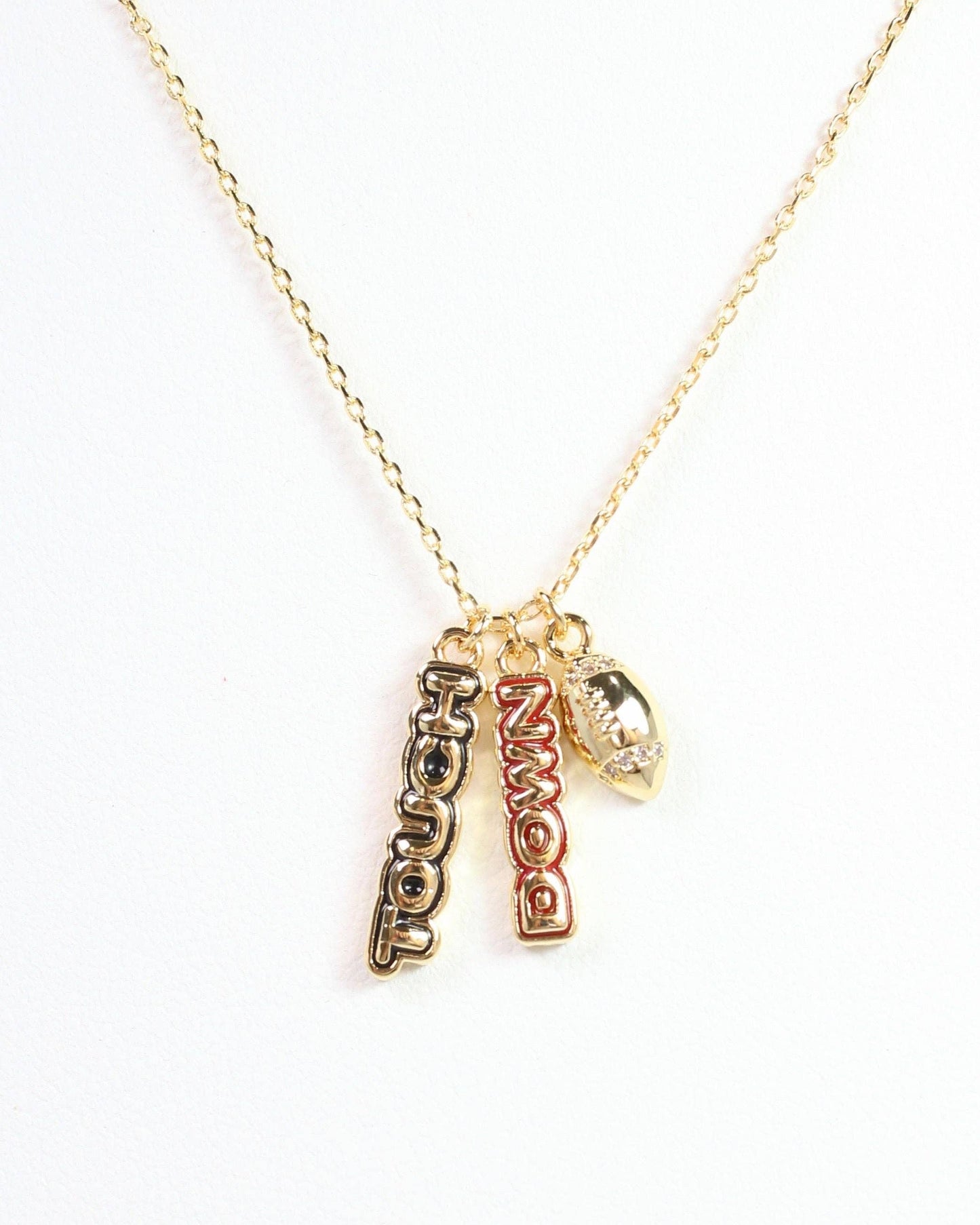 Enamel Touch Down Necklace Red Black