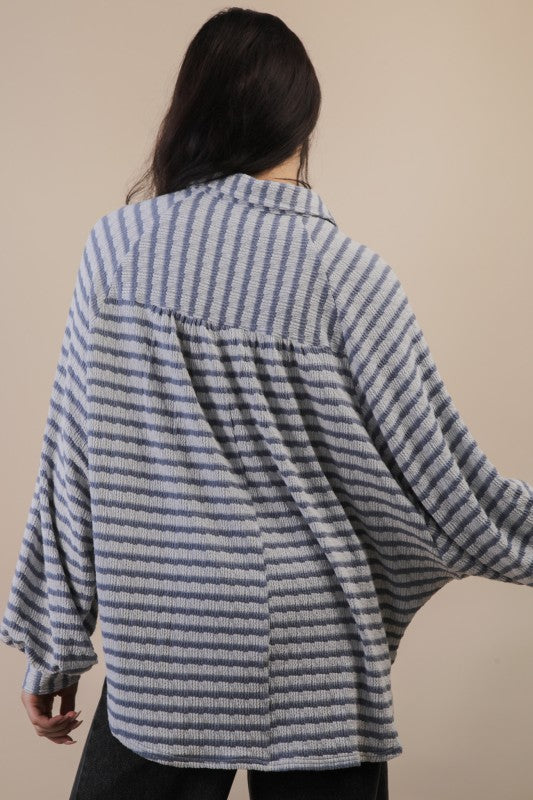 Oversized Textured Stripe Knit Top