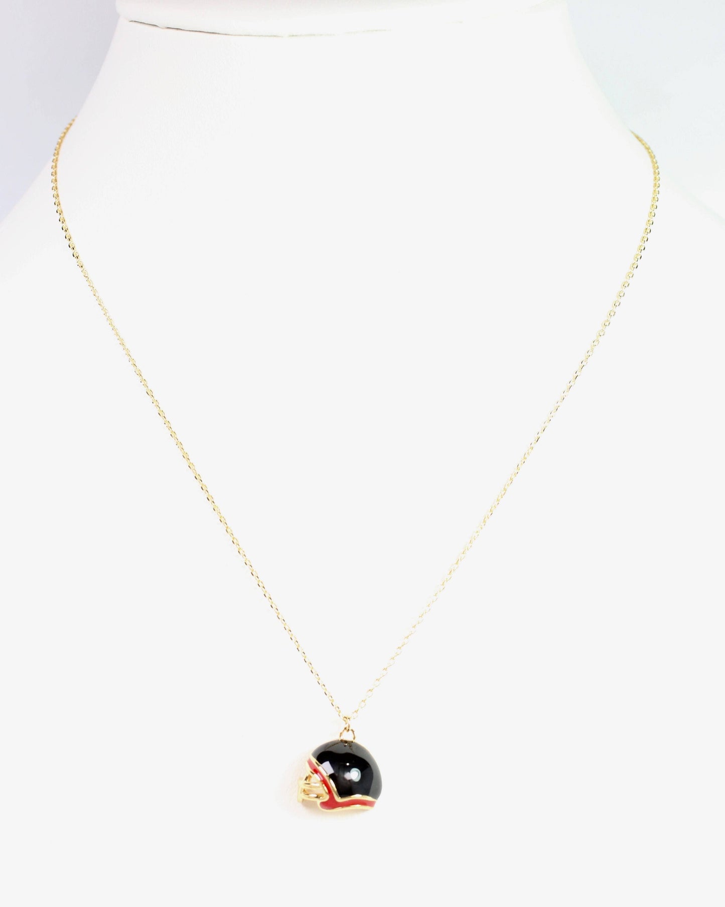 Enamel Helmet Necklace Red Black