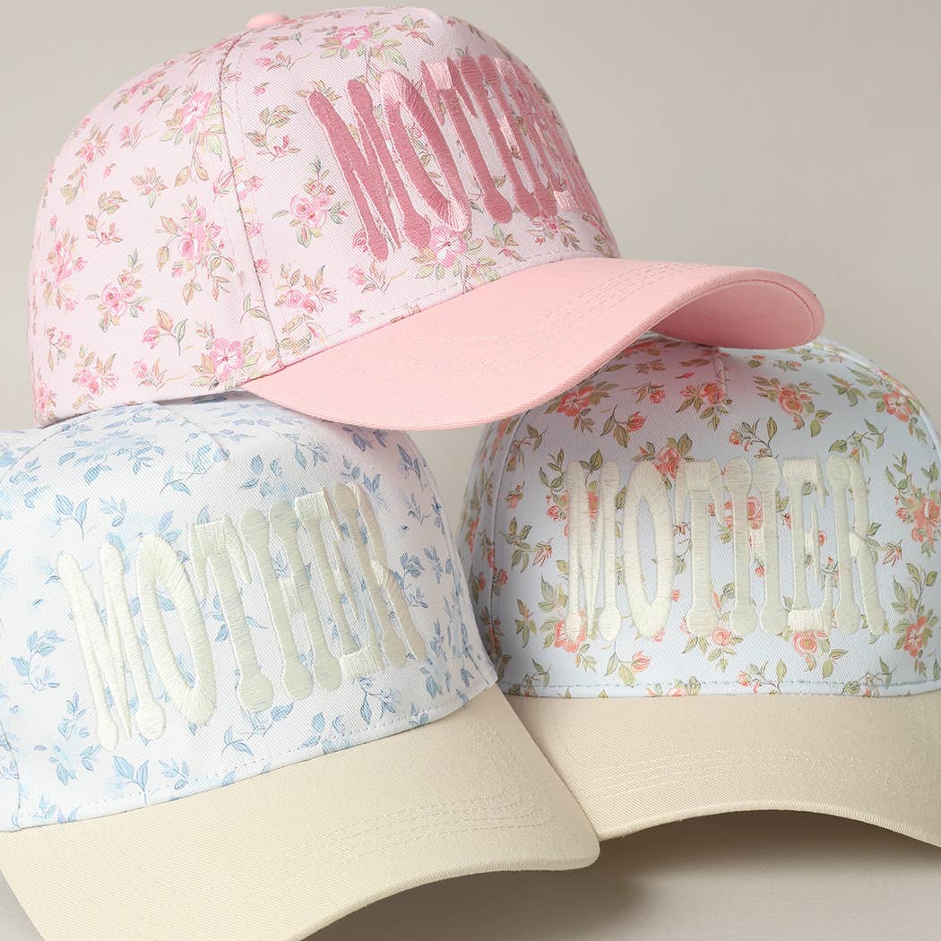 MOTHER Embroidered Flower PatternTrucker Hat: WHITE/BEIGE / ONE SIZE