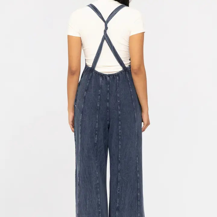 Cotton Blend Mineral Wash Jumpsuit