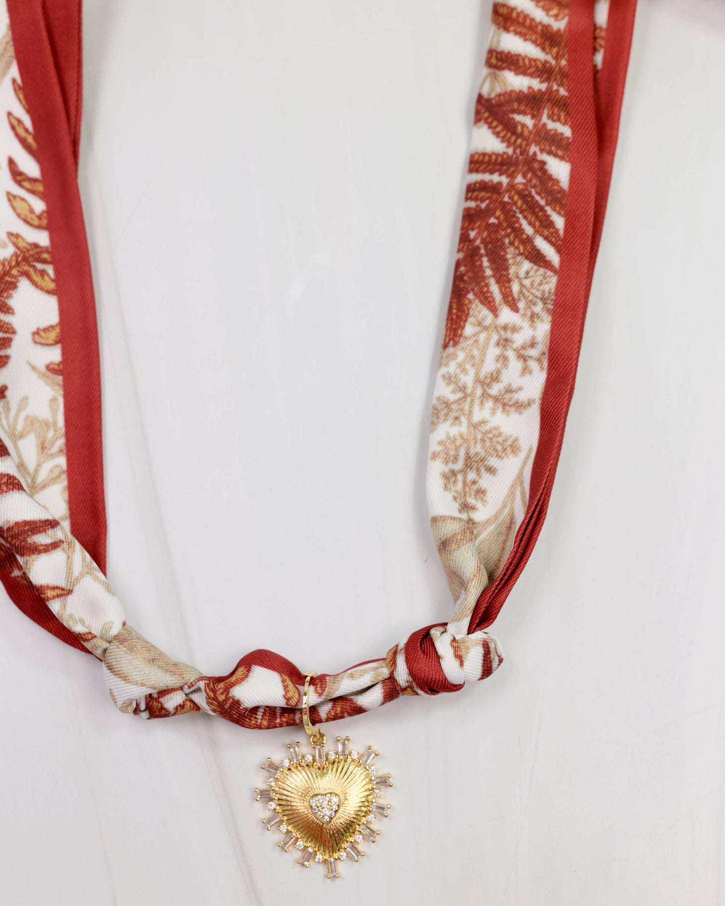 Lillie Scarf Charm Necklace RUST BEIGE