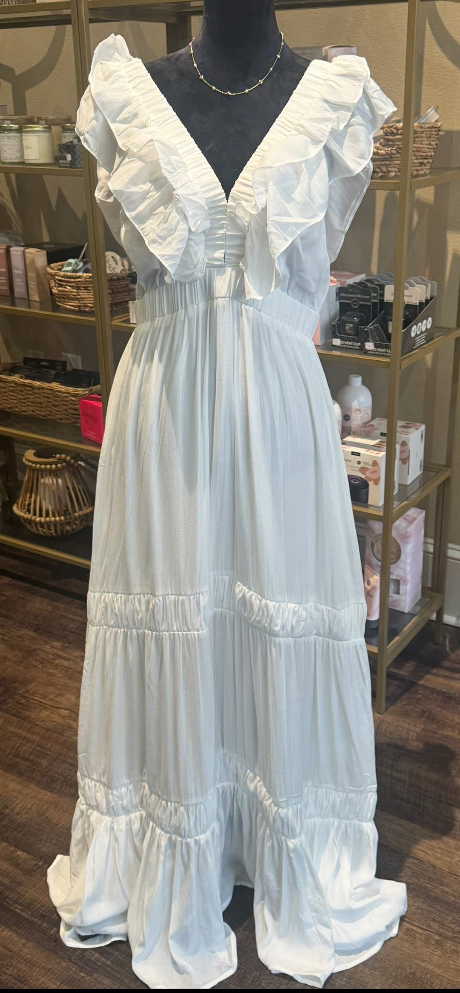 Ruffle Tiered Maxi Dress Off White / L Ruffle Tiered Maxi Dress Off White / L