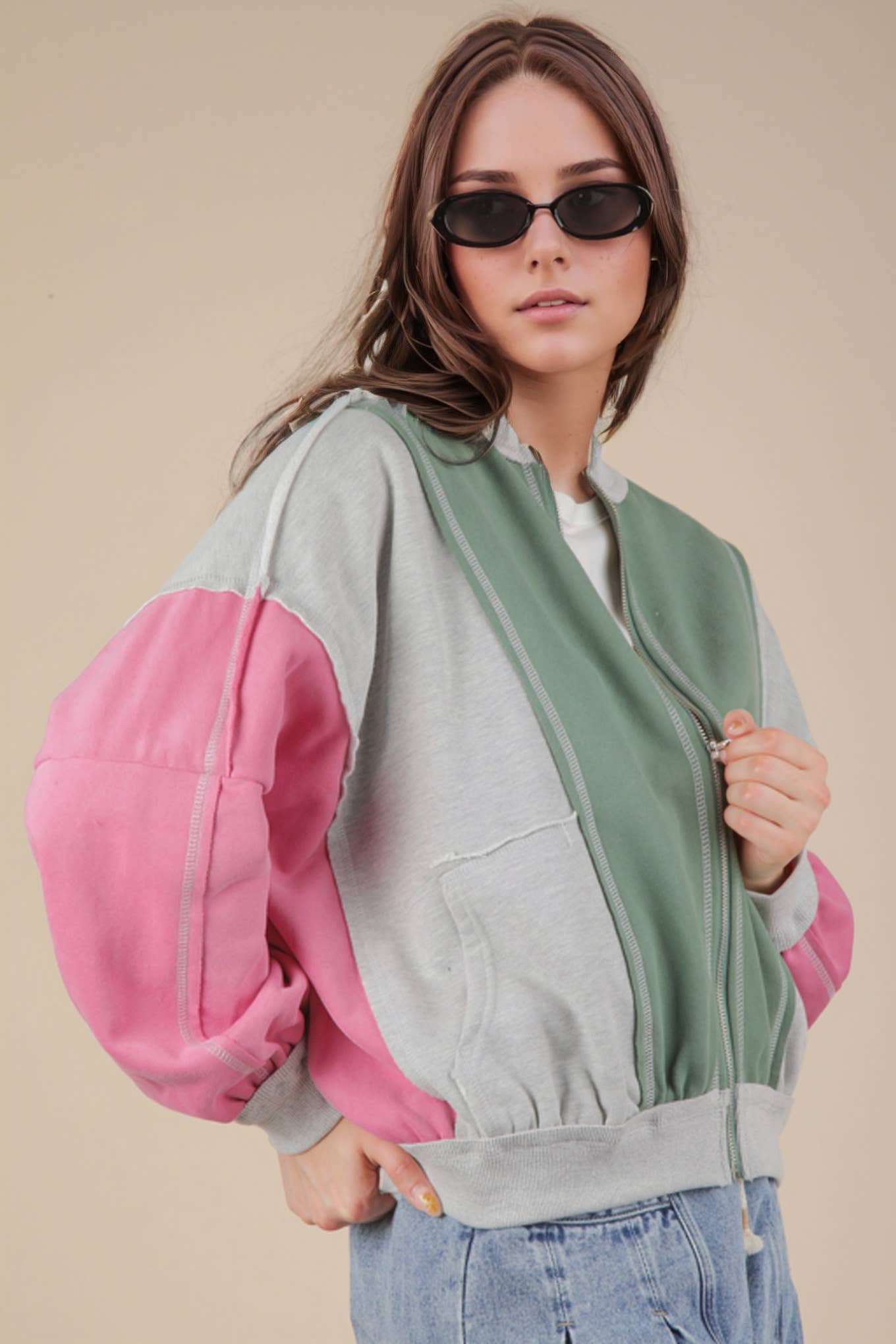 Color Block Casual Bomber Jacket