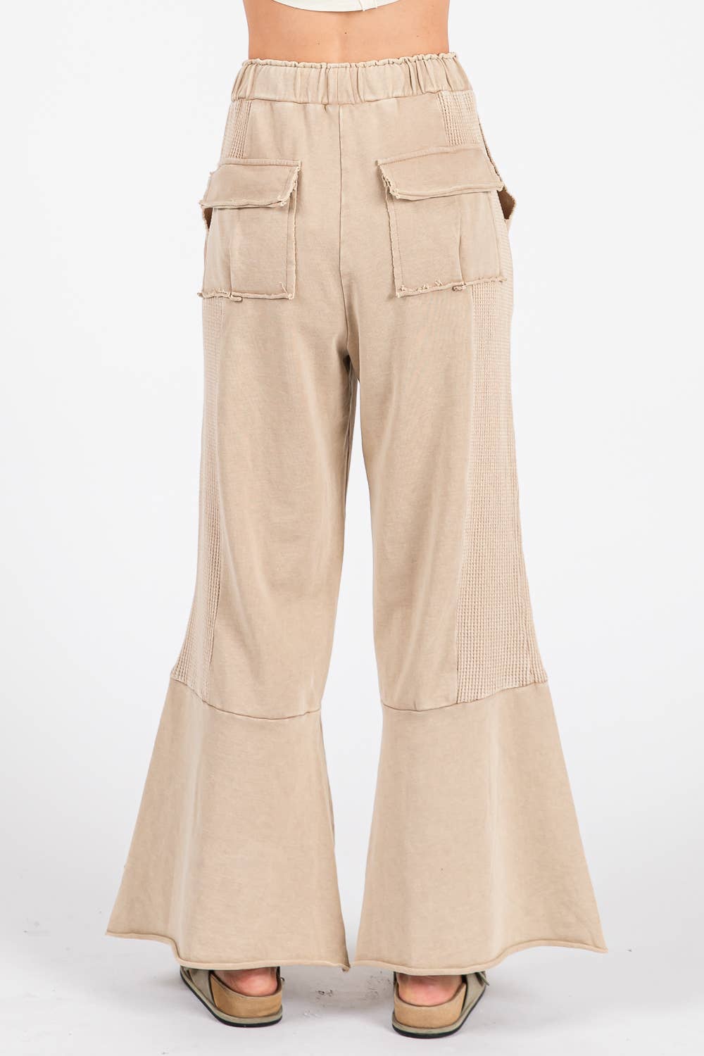 VINTAGE WASHED FLARED PANEL PANTS