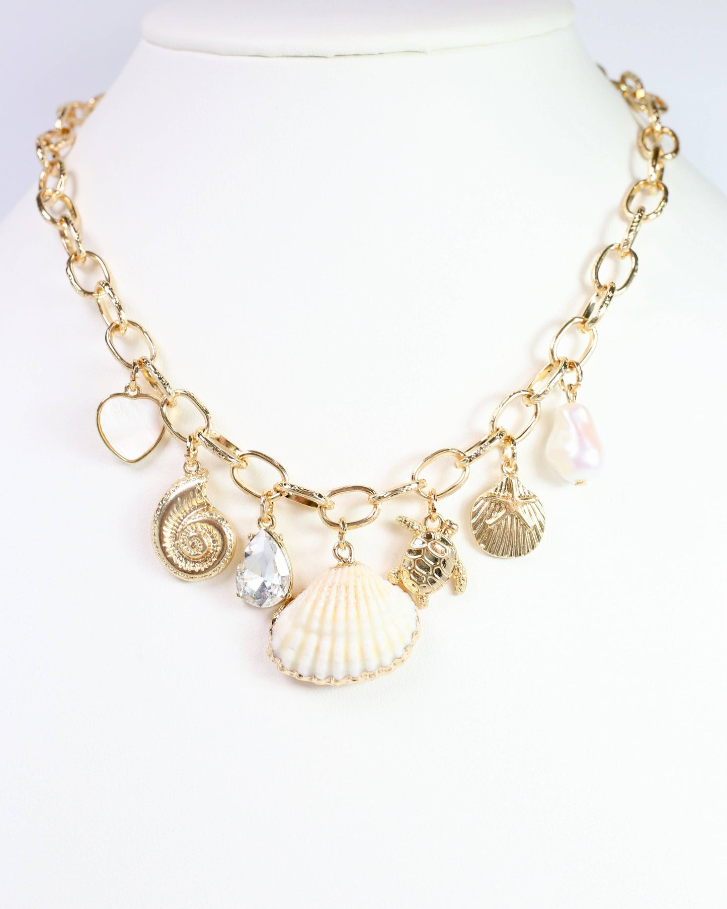 Cape Code Shell Charm Necklace Gold
