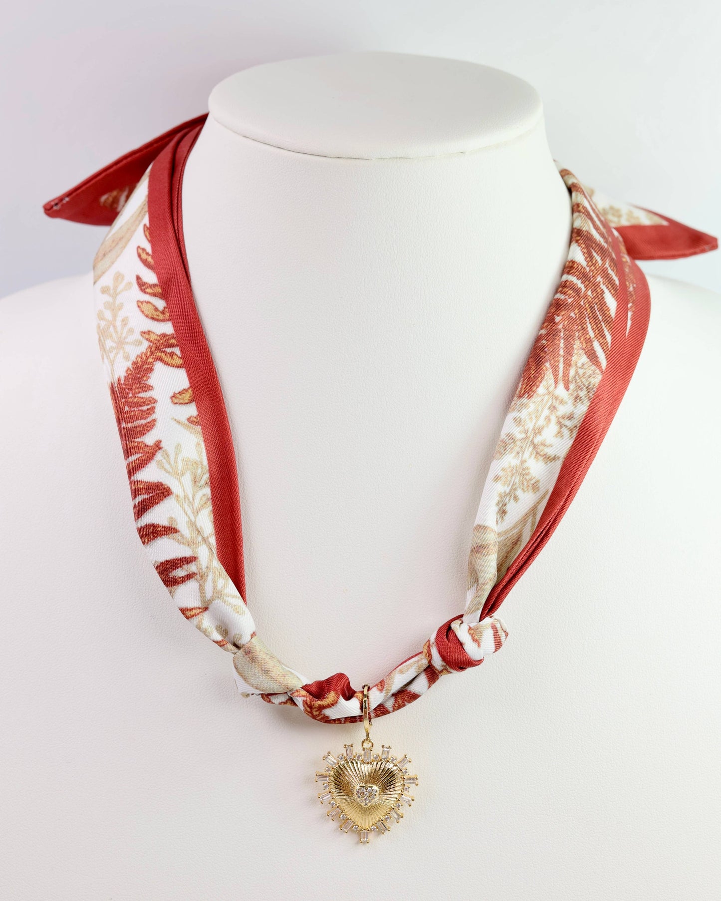 Lillie Scarf Charm Necklace RUST BEIGE