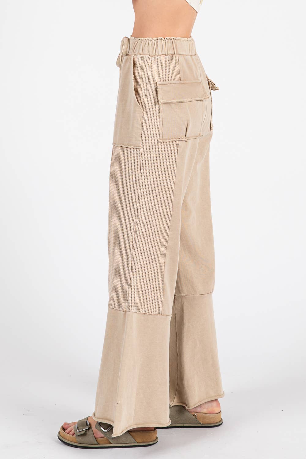 VINTAGE WASHED FLARED PANEL PANTS