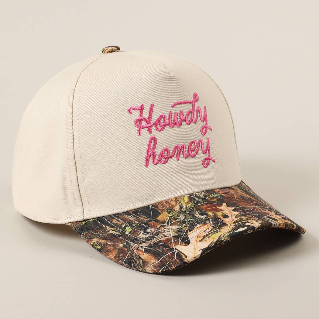 Howdy Honey Embroidery Camo Beige Hat