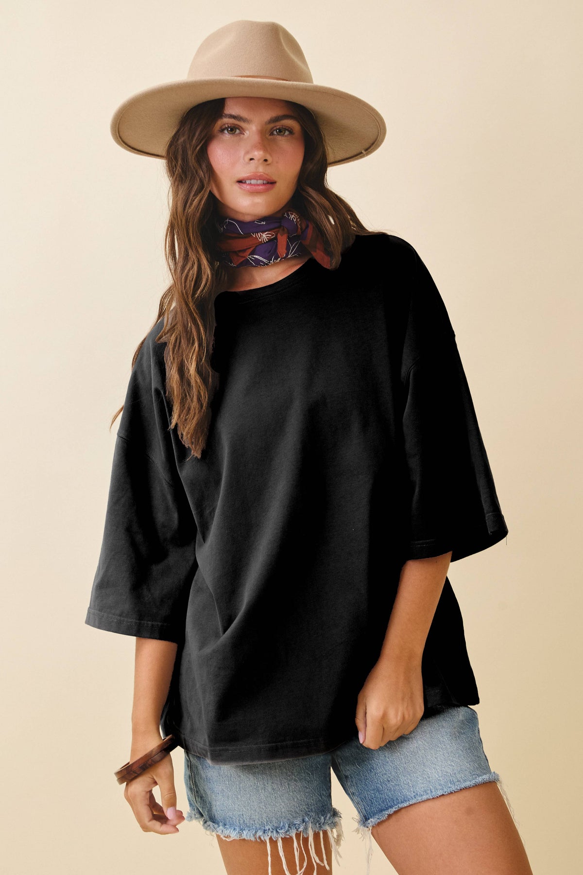 Oversized Everyday Cotton Tee: Black