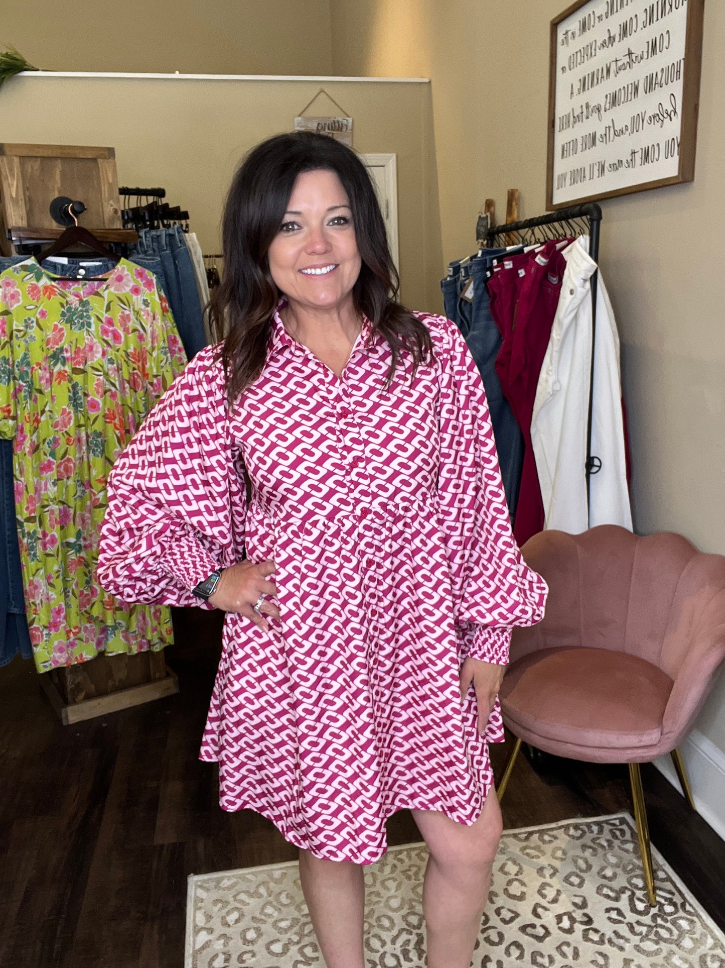 Geometric Print Baby Doll Dress