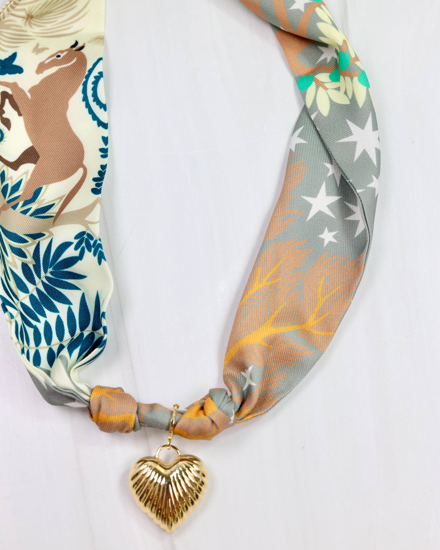 Lillie Scarf Charm Necklace TAN TEAL: Default