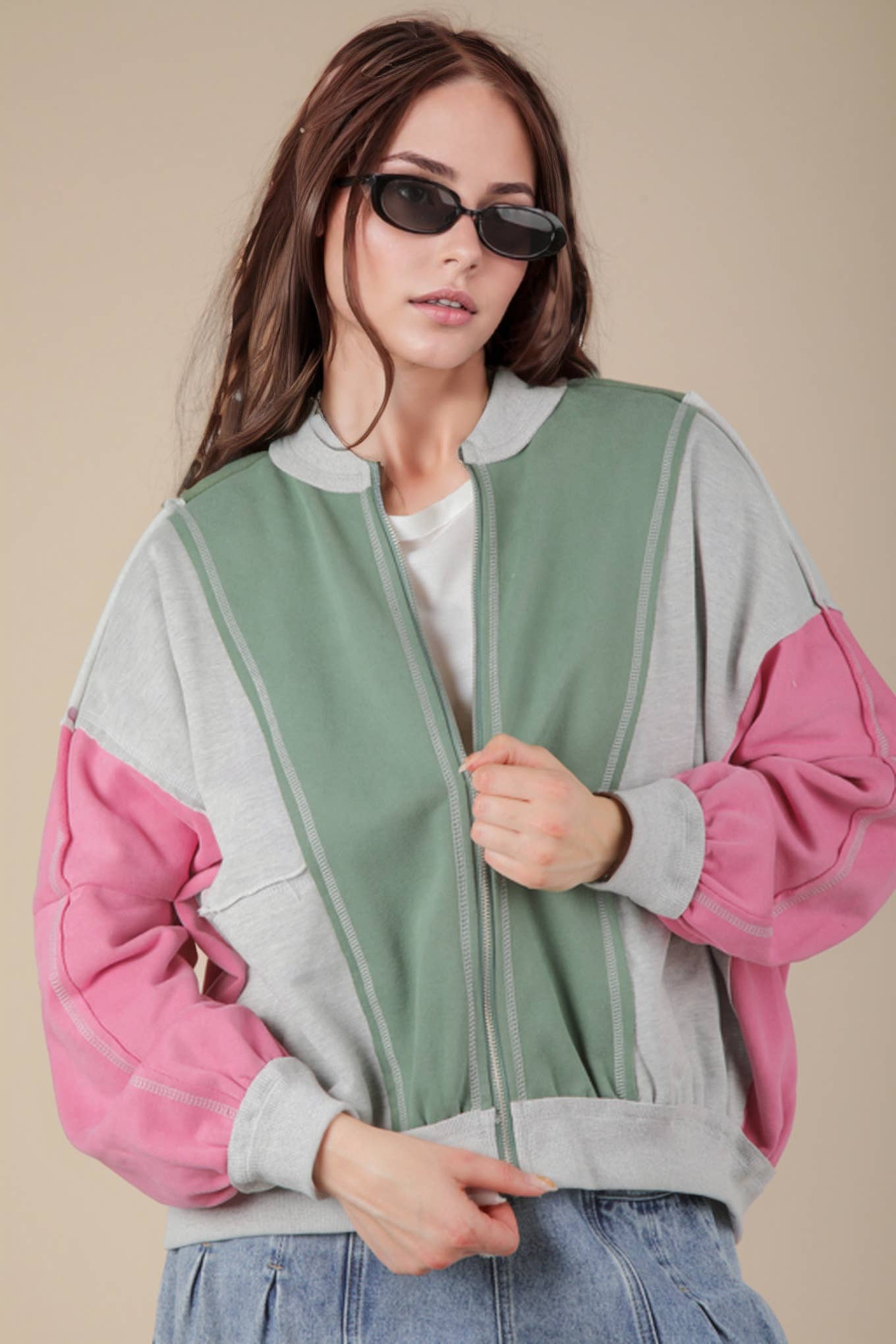 Color Block Casual Bomber Jacket