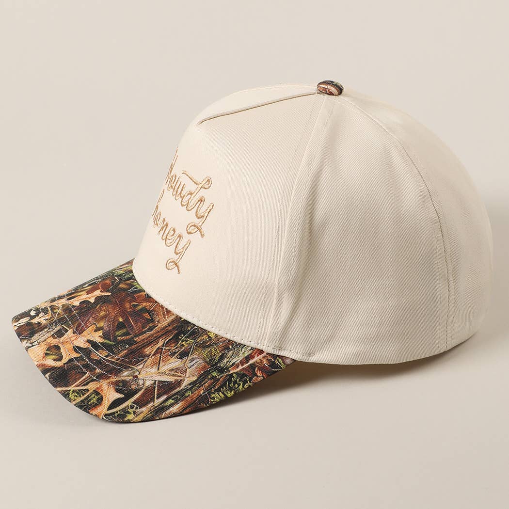 Howdy Honey Embroidery Camo Beige Hat