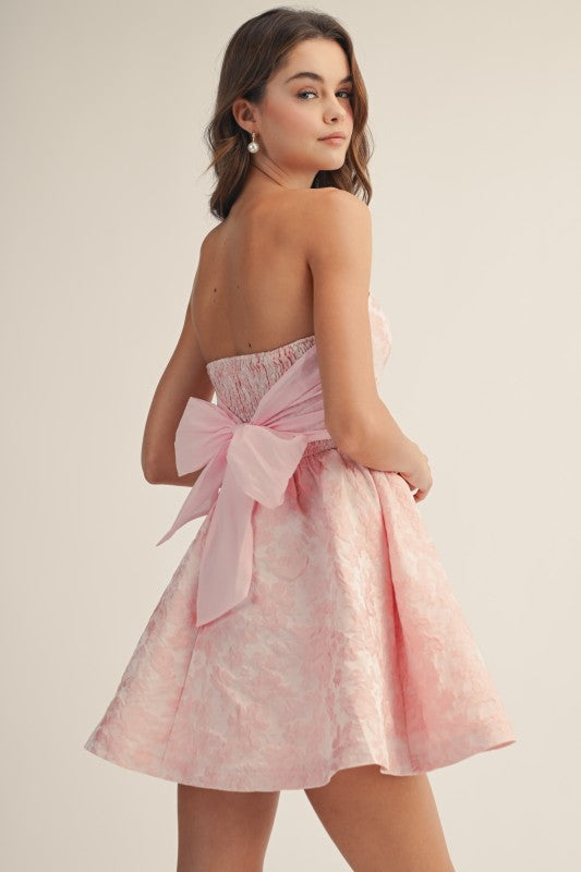 Petal Brocade Strapless Dress