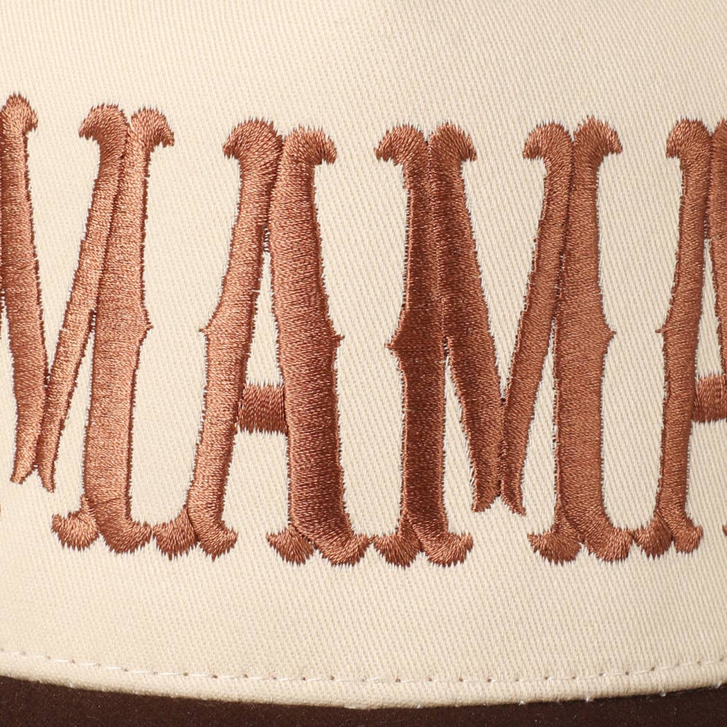 MAMA Typographic Design Embroidery Baseball Hat - Beige